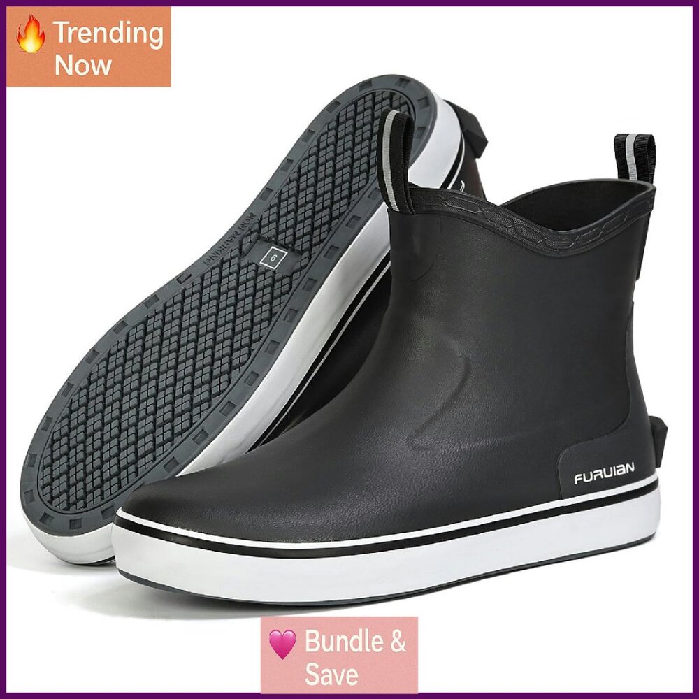 Waterproof Rubber Deck Boots Ankle Rain Boots Fishing Garden Work Shoes